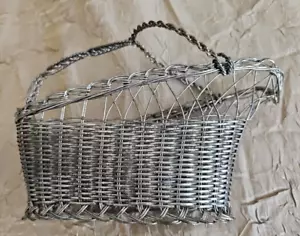 Vintage Christofle France Gallia Inspired Metal Woven Wire Wine Bottle Basket - Picture 1 of 3
