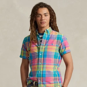 NWT Polo Ralph Lauren Big & Tall Pink Turquoise PLAID OXFORD Short Sleeve Shirt - Picture 1 of 3