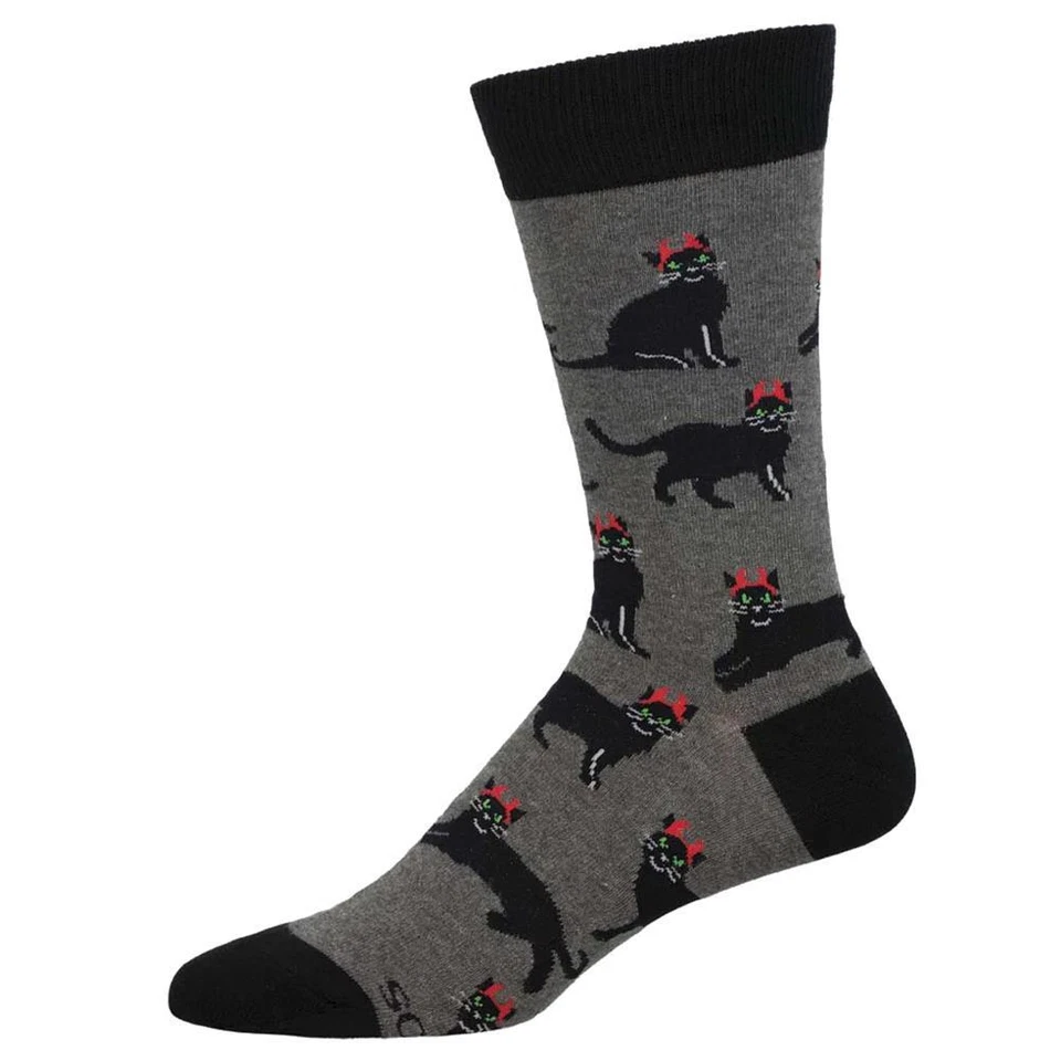 Calcetines de Halloween Socksmith para hombre gatos diabólicos negro felino novedad calzado Foto 1 de 1