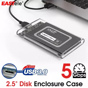 Hard Drive Enclosure USB 3.0 To SATA 2.5" External HDD SSD Case Disk TRANSPARENT - Picture 1 of 11