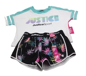 Justice Girls 2 Piece Top Bottom Shorts Active Athletic Outfit Set Size Medium - Picture 1 of 6