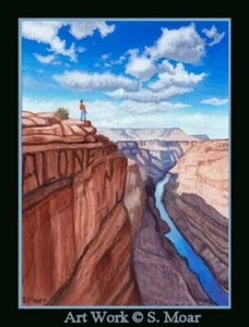 ALONE Man Grand Canyon Scenery Clouds ACEO Edizione Limitata Stampa artistica Miniatura - Foto 1 di 1