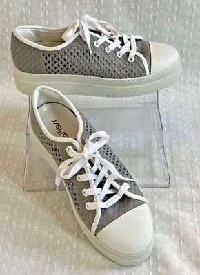 J Slides 8.5 Women Shoes Platform Sneaker Gray Woven Fabric Laced J/Slides - Image 1 of 4