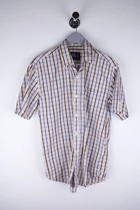 Peak Performance ADAM S Men Casual Shirt Short Sleeves Beige Check Cotton size L - Picture 1 of 6