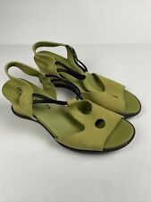 Arche France Avocado Green Leather Wedge Dress Sandals 38 Euro/7 US