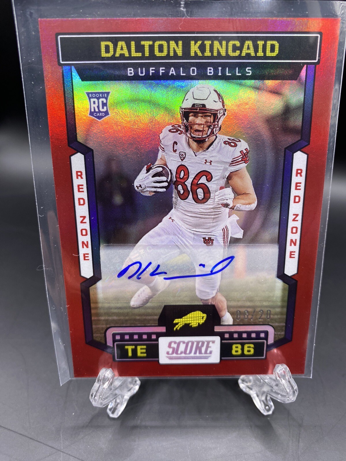 2023 Score - Rookies Signatures #338 Dalton Kincaid Red Zone #6/20 (AU, RC)