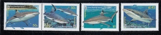 COCOS ISLANDS Reef Sharks MNH set - Image 1 of 1