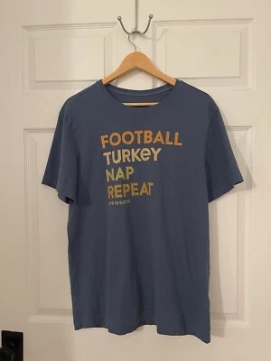 Life Is Good Brand Мужская M Синяя Серая Футболка Футбол Турция День благодарения Сон - Изображение 1 из 4