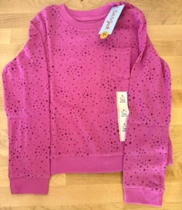 Girls' Long Sleeve Waffle T-Shirt - Cat & Jack Dark Pink Stars/99MZ68 S/M/L/XL - Picture 1 of 2
