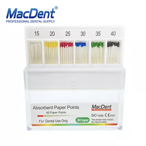 MacDent Dental Endo Gutta Absorbent Paper Points Fiber Taper PP 0.04 15#-40# - Picture 1 of 3