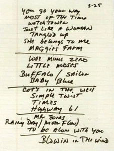 BOB DYLAN Konzertsetliste - Jahr unbekannt - Rock/Pop/Volkssänger - Vordruck - Bild 1 von 1