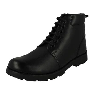 Garçons Clarks Heath Mi Cuir Noir Bottines - Bild 1 von 8