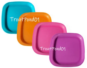 Juego de 4 Platos Tupperware Cuadrados de 8 Pulgadas Rosa Transparente Púrpura Naranja Azul Nuevo - Imagen 1 de 3