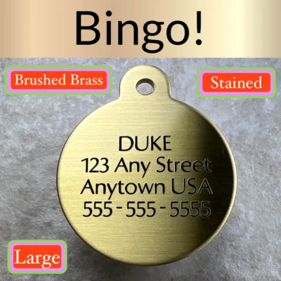 Custom Engraved Dog Tags Personalized Dog Collar PET TAGS Engraved ID TAG BRASS - Image 1 of 4