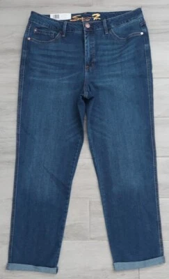 Pantalones de mezclilla Seven7 para mujer fin de semana ajuste fácil novio elásticos azules con puños 12 (W36×L27)  Foto 1 de 4