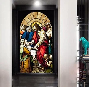 3D Heiland Kirche Glas 2 Tapete Wandbild Druck Wand Indoor Tapete Wandbilder UK - Bild 1 von 6