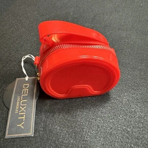 Neu mit Etikett Deluxe Los Angeles Mini-Handtasche rot Gel gold Kette - Bild 1 von 8