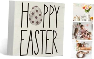 Happy Easter Wood Box Sign Decor,Rustic Farmhouse Easter Wooden Box Sign - Picture 1 of 8