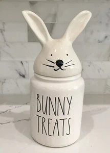 Tarro de galletas RAE DUNN Bunny Treats cabeza de conejo grande 14"" de alto nuevo - Imagen 1 de 9