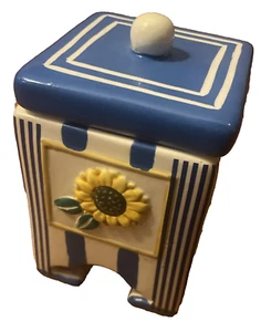 Dispensador de paquetes de azúcar/bolsa de té a rayas azules vintage, MSRF Inc - Imagen 1 de 4