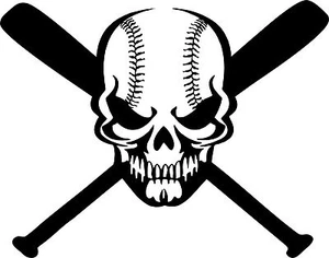 Totenkopf Baseballschläger Spiel Sport Ball Auto Fenster Laptop Vinyl Aufkleber Sticker - Bild 1 von 3
