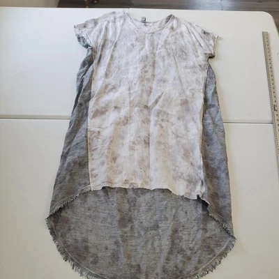 XCVI Dress Womens XL Gray White Linen High Low Tunic Tie Dye Raw Hem Lagenlook - Image 1 of 4