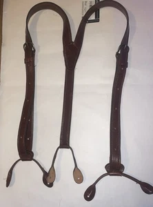 Braune Leder verstellbare Hosenträger Herren Y-Back Button Down - handgefertigt 1 "breit - Bild 1 von 11