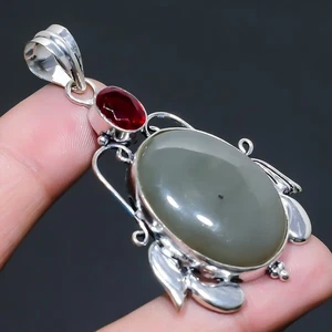 Botswana Ágata, Granate Piedras Preciosas 925 Plata Esterlina Joyería Colgant... - Imagen 1 de 5