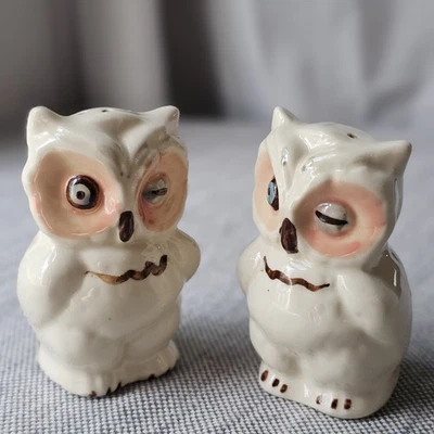 Vintage 1930’s Shawnee Pottery Winking Owl Salt & Pepper Shakers   - Image 1 of 4