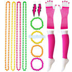 70S' 80S' Neon Disco Dance Party Costume Accessory Gloves Leg-Warmers Jewellery