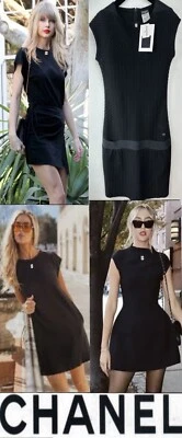 Camisa social 5k Tag Chanel 2015 trabalho malha preta longa 34 36 38 S M 2 4 6 logotipo - Imagem 1 de 4