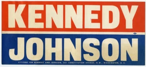 8" Oldtimer Auto Aufkleber 1960 JFK Kennedy Johnson politisch Autoaufkleber Demokrat - Bild 1 von 1