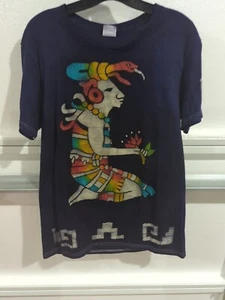 Vintage Y2K Tribal Aztec Multicolor Grunge Mens Purple T Shirt Size MK2 - Picture 1 of 7