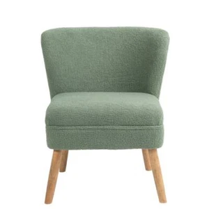 Green Sherpa Polyester Upholstered Armless Side Chair with Wood Legs(Set of 1) - Picture 1 of 8