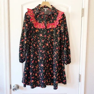 ASOS Women’s Floral Ruffle Button Front Shirt Dress Cottagecore Sz 4 Prairie - Picture 1 of 10