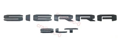 Matt Black 2019-2025 GMC SIERRA 1500 2500 3500 hd SLT Tailgate Emblems Letters - Image 1 of 4