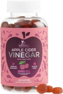 Vegan Apple Cider Vinegar Gummies 1000mg - Sugar Free ACV Vitamins Supplement - Picture 1 of 10