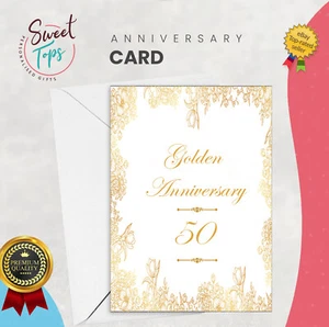 PERSONALISED A5 BIRTHDAY CARD GOLDEN WEDDING ANNIVERSARY | ANY NAME | AGE - Picture 1 of 1