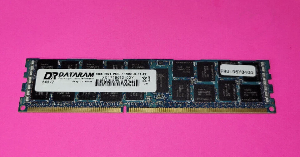 DR Dataram 64377 16GB 2RX8 PC3L-10600R 9-11-J1 SERVER Memory 96Y8404  - Image 1 of 1