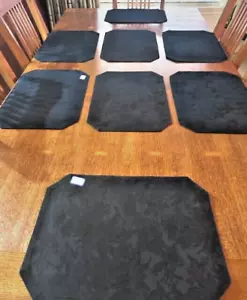 Set of 8 Vintage Black Jacquard Placemats 1993 Foreston Trends Rectangular - Picture 1 of 4