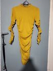AX Paris Rozmiar 8 Musztardowa Żółta Długi rękaw Długość do kolan Sukienka (524/99)