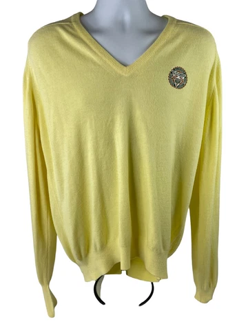 Vintage Izod Club Sweater Mens XL Yellow Hazeltine National 1991 US Open Cover