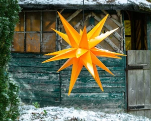 Außenstern GELB XXL 3D Weihnachtsstern 100cm 18 Zacken Leucht Stern 4m Kabel - Bild 1 von 7