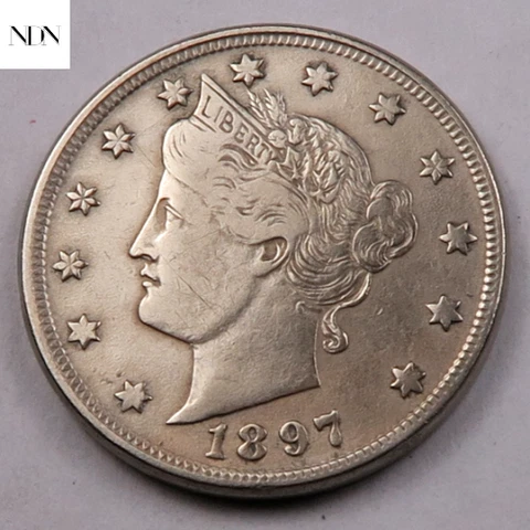 1897 Liberty V Nickel - Choice Almost Uncirculated (AU++) - #V621 Cover