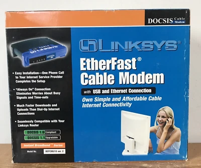 Linksys BEFCMU10 EtherFast Cable Modem With USB & Ethernet Connection - Image 1 of 4