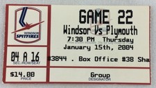 OHL 2004 01/15 Plymouth Whalers at Windsor Spitfires Hockey Ticket