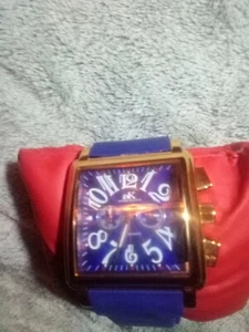 Adee Kaye Mens Watch Chronograph Rose Gold Blue Dial & Strap AK7231-MRG/BU - Picture 1 of 4