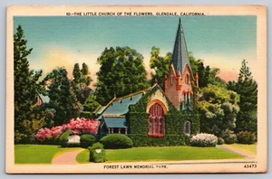 Little Church Of The Flowers, Glendale, California, Vintage Post Card - Picture 1 of 2
