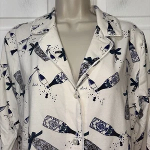 Pigiama Soma Top SOLO Cheers Champagne Bottone Anteriore Camicia da Letto LS Donna Tg M - Foto 1 di 5