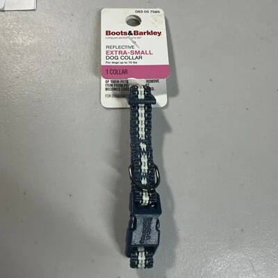 Boots & Barkley Extra Small 6”-9” Adjustable Blue Reflective Dog Collar - Image 1 of 4